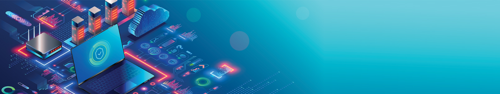 image of computer with secure symbol connected to laptop and cloud